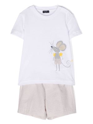 Il Gufo graphic-print cotton shorts set - White