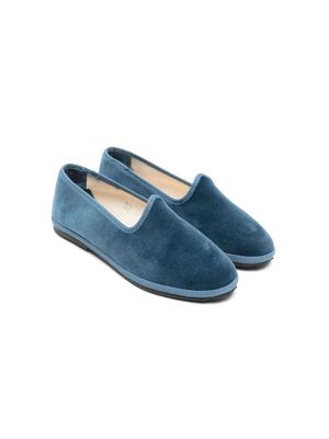 Il Gufo grosgrain-trim suede ballerina shoes - Blue