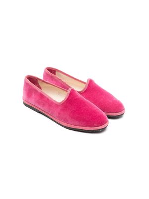 Il Gufo grosgrain-trim suede ballerina shoes - Pink
