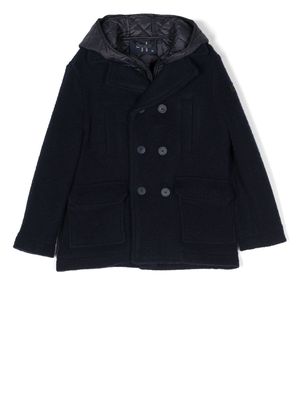 Il Gufo hooded double-breasted coat - Blue