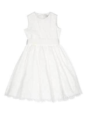 Il Gufo lace-overlay belted dress - White