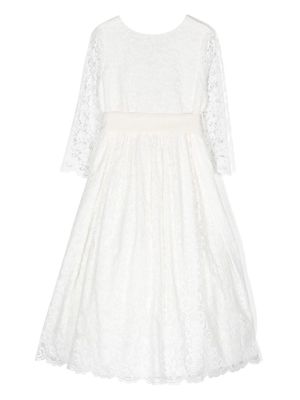 Il Gufo lace-pattern bow-fastening dress - White