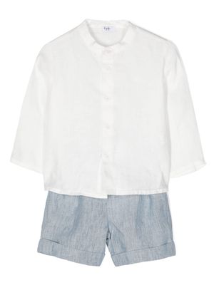 Il Gufo Light Blue And White Linen Two Piece Set