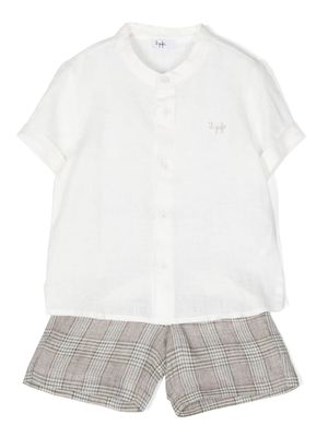 Il Gufo logo-embroidered linen shorts set - Grey