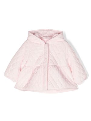 Il Gufo logo-embroidered quilted hodded jacket - Pink