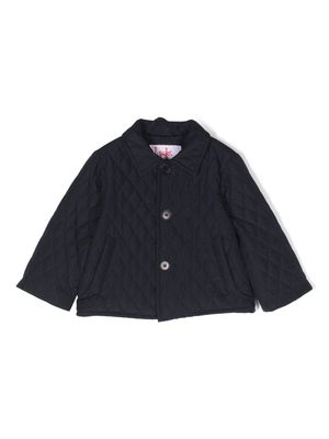 Il Gufo logo-embroidered quilted shirt jacket - Blue