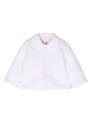 Il Gufo logo-embroidered quilted shirt jacket - White