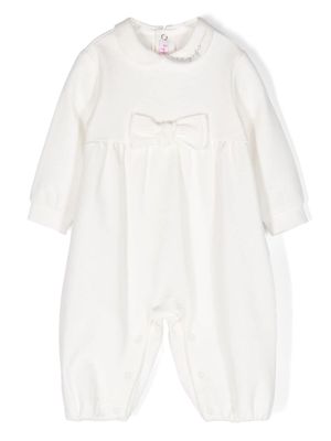 Il Gufo logo-embroidered rounded-collar romper - White