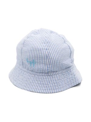 Il Gufo logo-embroidered striped sun hat - Blue