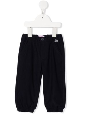 Il Gufo logo-patch elasticated trousers - Blue