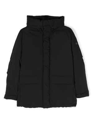Il Gufo logo-patch padded hooded coat - Black
