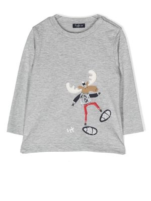 Il Gufo long-sleeve reindeer T-shirt - Grey