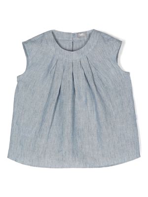 Il Gufo mélange linen pleated blouse - Blue