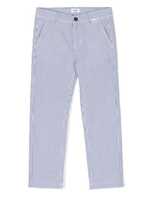 Il Gufo mid-rise striped cotton trousers - Blue