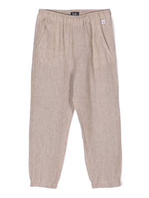 Il Gufo mid-rise tapered linen trousers - Neutrals