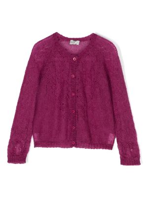 Il Gufo open-knit mohair-blend cardigan - Pink