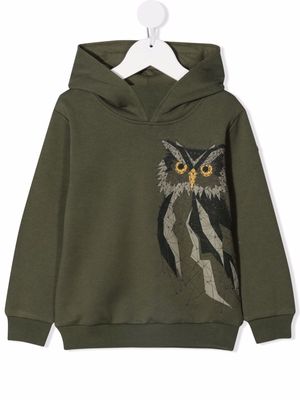 Il Gufo Owl print hoodie - Green