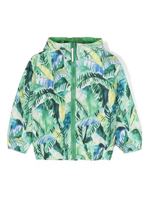 Il Gufo painterly-print hooded jacket - Green