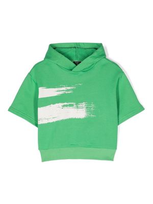 Il Gufo painterly-print short-sleeve hoodie - Green
