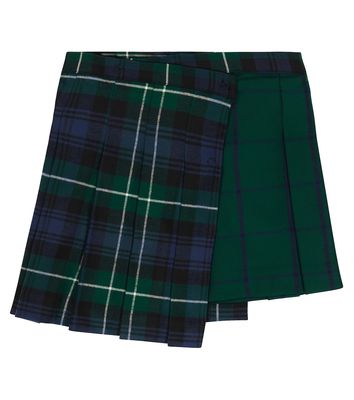 Il Gufo Patchwork checked pleated skirt