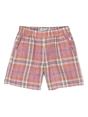 Il Gufo plaid-check linen shorts - Pink