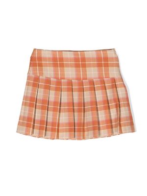 Il Gufo plaid-check pleated miniskirt - Orange