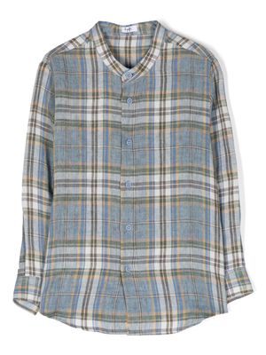 Il Gufo plaid-pattern linen shirt - Blue