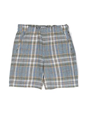 Il Gufo plaid-pattern linen shorts - Blue