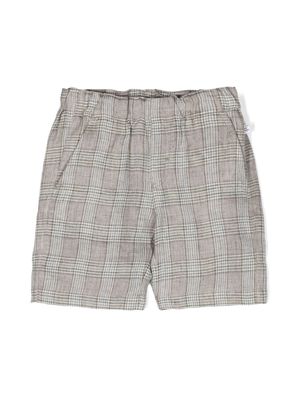 Il Gufo Prince of Wales-pattern linen shorts - Neutrals
