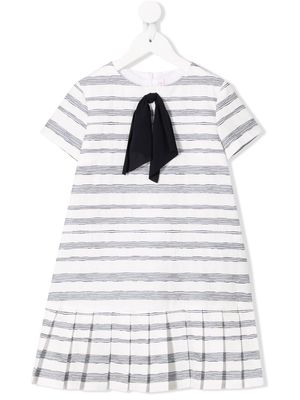 Il Gufo ribbon bow striped dress - White