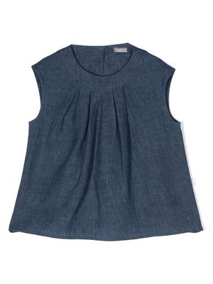 Il Gufo ruched-detail sleeveless blouse - Blue