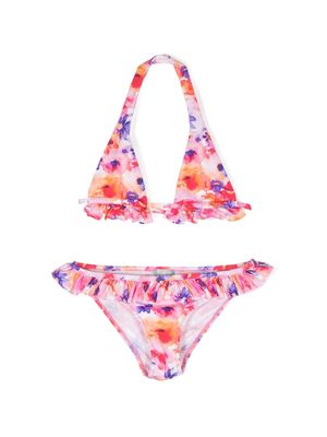 Il Gufo ruffle-detail floral-print bikini - Pink