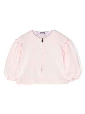 Il Gufo ruffle-detail zipped sweatshirt - Pink