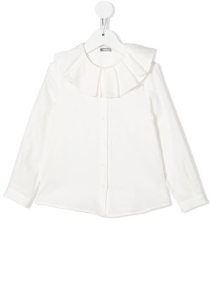 Il Gufo ruffled-collar long-sleeve blouse - White