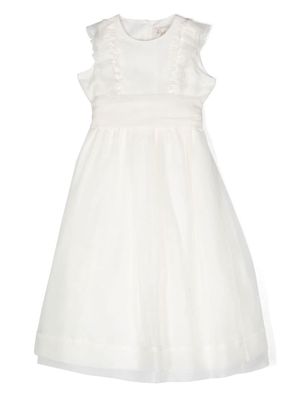 Il Gufo ruffled-detail cotton long dress - White