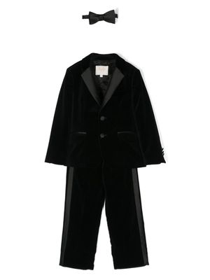 Il Gufo satin-ttrim velvet suit - Black