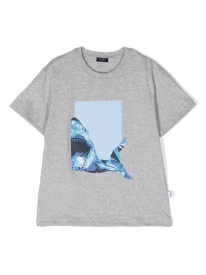 Il Gufo shark-print cotton T-shirt - Grey