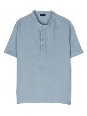 Il Gufo short-sleeve collarless shirt - Blue
