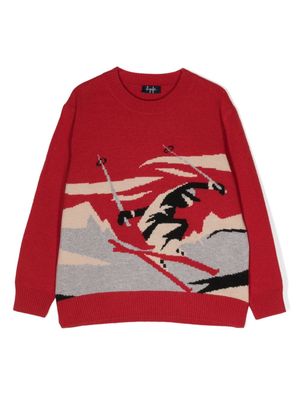 Il Gufo skier intarsia-knit virgin-wool jumper - Red