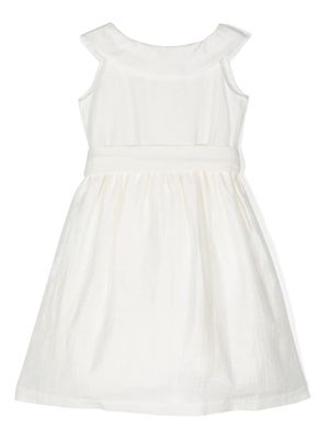 Il Gufo sleeveless belted flared-skirt dress - White