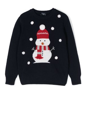 Il Gufo snowman-knit jumper - Blue