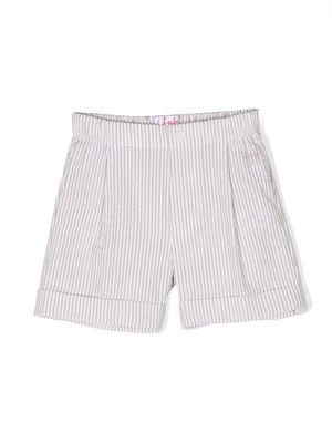 Il Gufo stripe-pattern cotton shorts - Neutrals