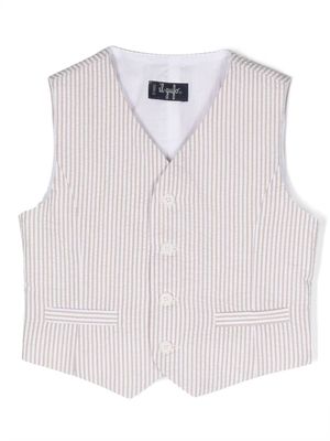 Il Gufo stripe-pattern cotton waistcoat - Neutrals