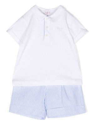 Il Gufo stripe-pattern polo shirt babygrow set - Blue