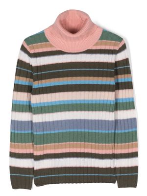 Il Gufo stripe-pattern roll-neck jumper - Green