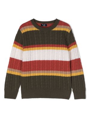 Il Gufo striped cable-knit jumper - Green