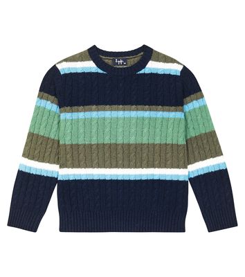 Il Gufo Striped cable knit virgin wool sweater