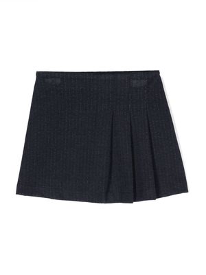 Il Gufo striped pleat-detail A-line skirt - Blue