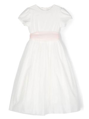 Il Gufo tulle bow-detail long dress - White