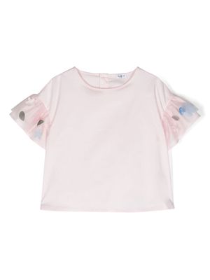 Il Gufo tulle-detailed cotton top - Pink